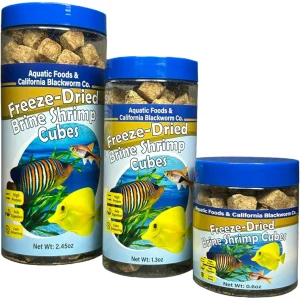 Brine Shrimp, Freeze Dried Brine Cubes for Cichlids, Discus, Goldfish, Bettas, Angel Fish, Marines, All Tropicals, Aquatic Turtles 1.3oz Canister