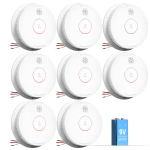 SITERWELL Smoke Detector, Hardwired Interconnected, Photoelectric Smoke Alarm with 9V Backup Battery