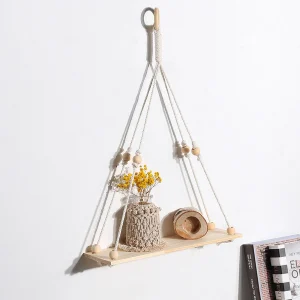 Veeogra Wall Art,Wall Decor,Boho Macrame Hanging Shelf Rustic Cotton Rope Tapestry Farmhouse Style Home Decor Wall Hanging,Living Room Decor,Khaki